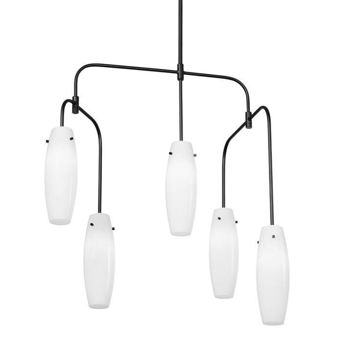 Troy F1052-SBK 5 Light Chandelier, Aluminum And Stainless Steel