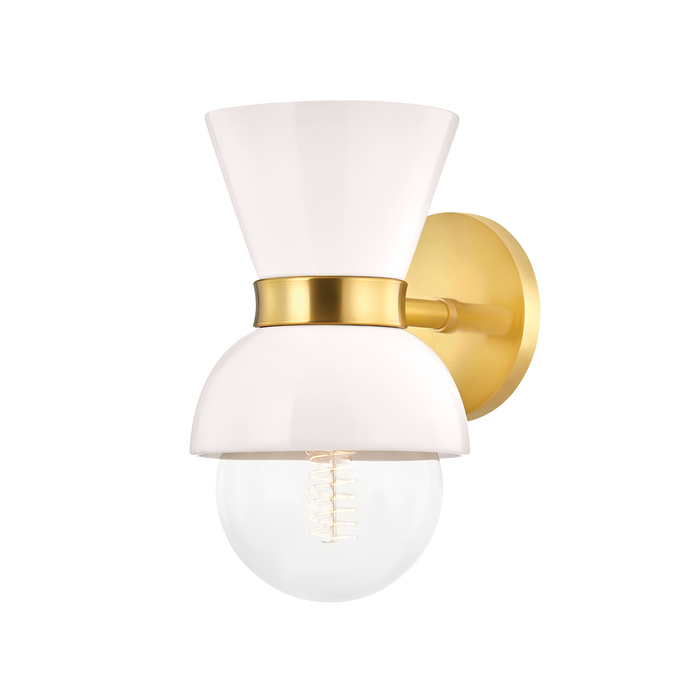 Mitzi H469101-AGB/CCR 1 Light Wall Sconce, Aged Brass/Ceramic Gloss Cream