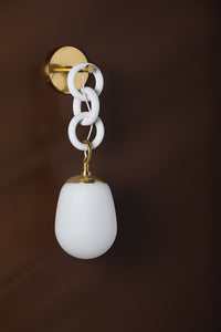 Mitzi H690101-AGB/TWH 1 Light Wall Sconce, Aged Brass/Textured White Combo