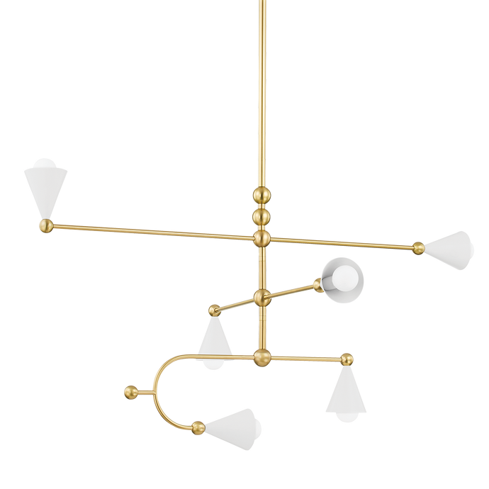 Mitzi H681806-AGB/SWH 6 Light Chandelier, Aged Brass/Soft White