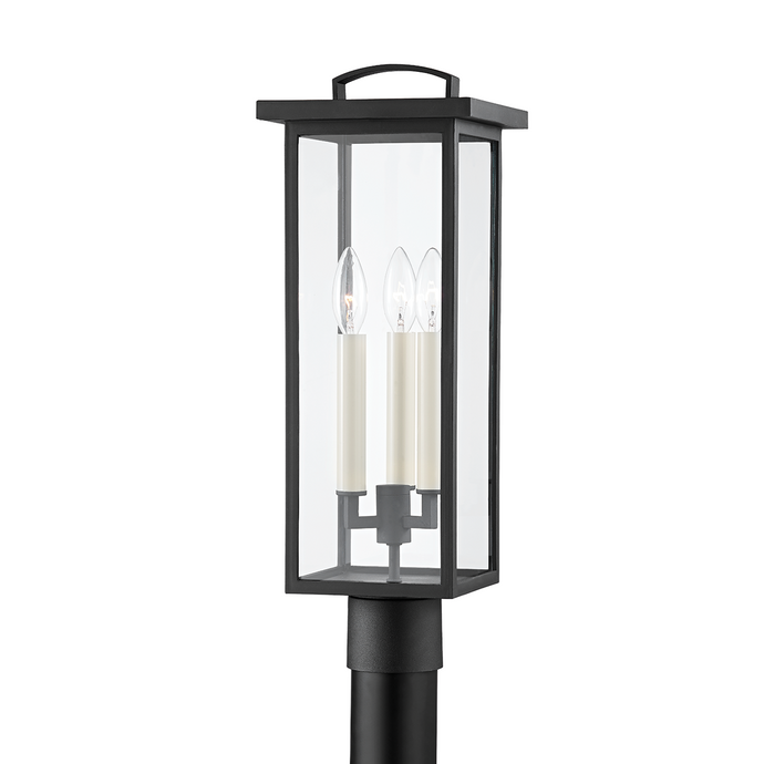 Troy P7524-TBK 3 Light Exterior Post, Aluminum And Stainless Steel