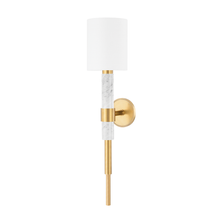 Load image into Gallery viewer, Corbett 396-01-VB/WM 1 Light Wall Sconce, Vintage Brass &amp; White Marble
