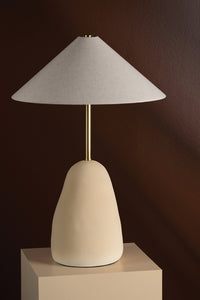 Mitzi HL692201-AGB/CBG 2 Light Table Lamp, Aged Brass/Ceramic Textured Beige