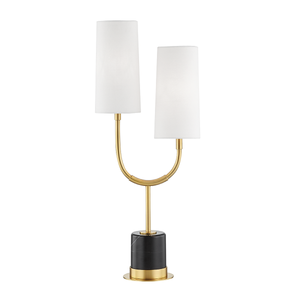Local Lighting Hudson Valley L1403-AGB 2 Light Marble Table Lamp, AGB TABLE LAMP