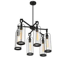 Load image into Gallery viewer, Eurofase 42730-019 Yasmin 35&quot; 6LT Outdoor Oval Chandelier, Satin Black