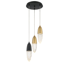 Load image into Gallery viewer, Eurofase 43858-046 Écrou 3 Light Chandelier In Mixed Black + Brass