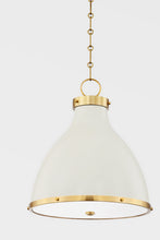Load image into Gallery viewer, Hudson Valley MDS362-AGB/OW 3 Light Large Pendant, Aged Brass/Off White