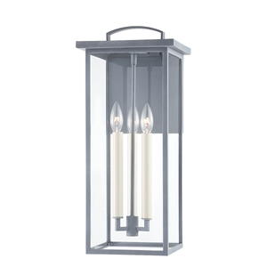 Troy B7523-WZN 3 Light Large Exterior Wall Sconce, Aluminum And Stainless Steel