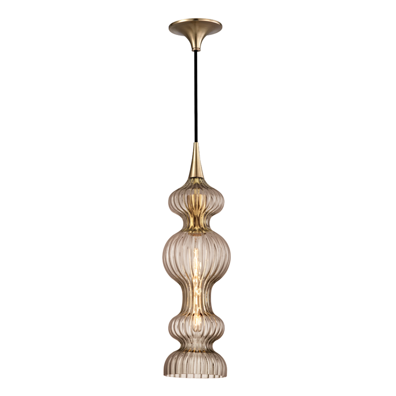 Hudson Valley 1600-Agb-Bz 1 Light Pendant With Bronze Glass, AGB