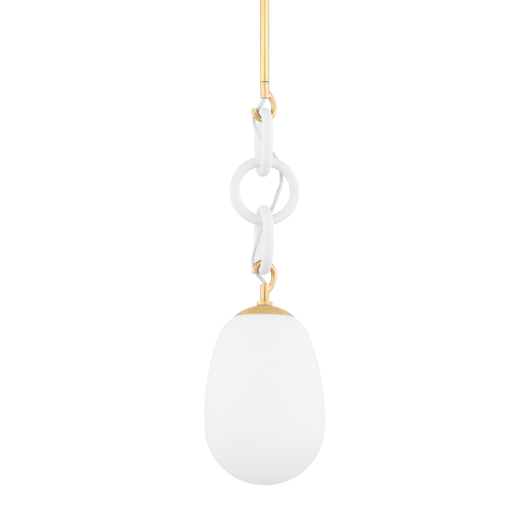 Mitzi H690701-AGB/TWH 1 Light Pendant, Aged Brass/Textured White Combo