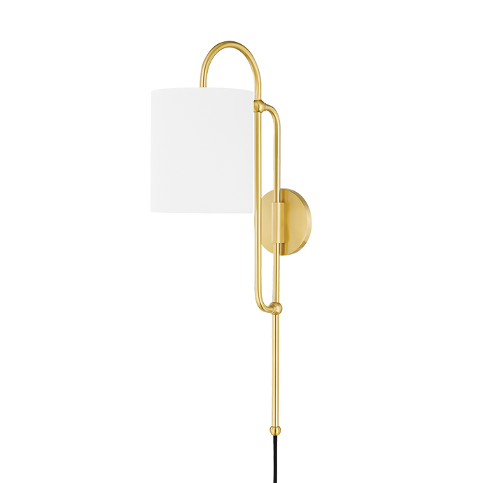 Mitzi HL641201-AGB 1 Light Portable Wall Sconce, Aged Brass
