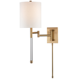 Local Lighting Hudson Valley 9421-AGB 1 Light Wall Sconce With Plug, AGB WALL SCONCE