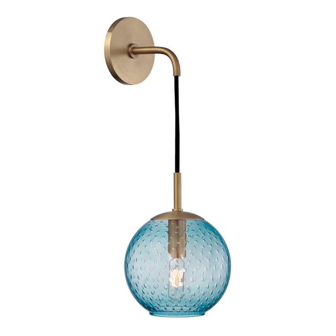 Local Lighting Hudson Valley 2020-AGB Bl 1 Light Wall Sconce-Blue Glass, AGB WALL SCONCE