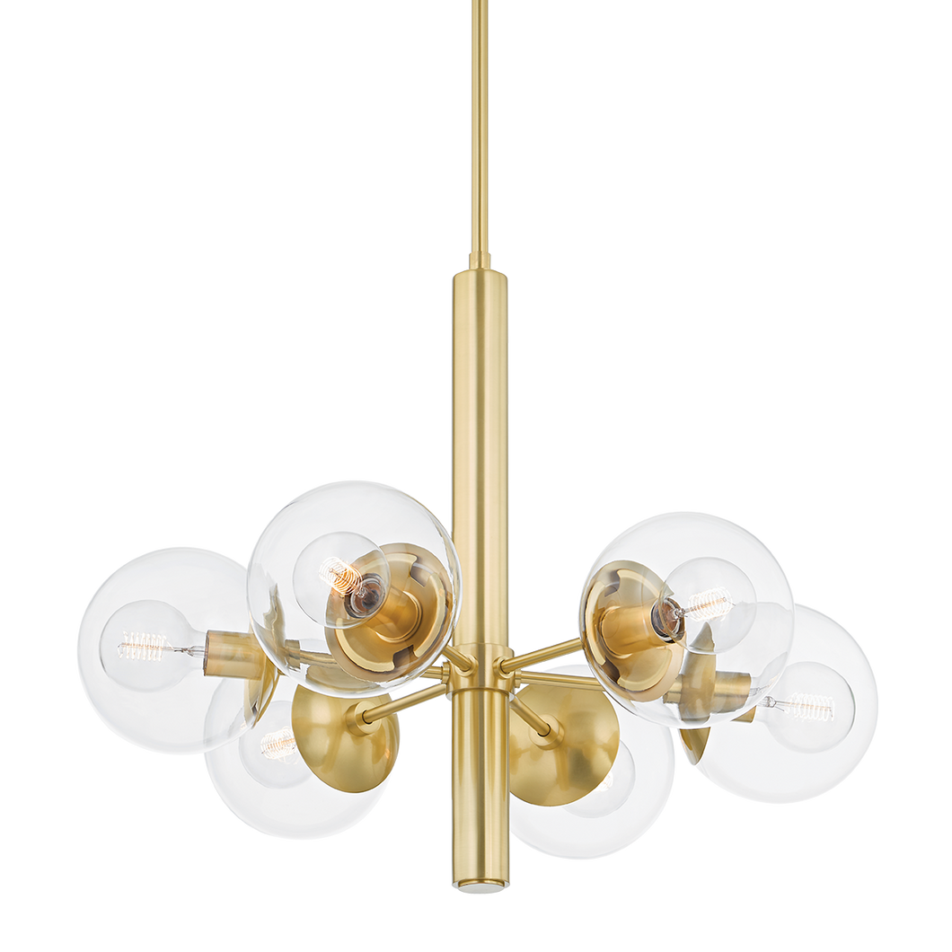 Mitzi H503806-AGB 6 Light Chandelier, Aged Brass