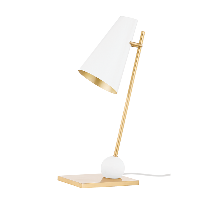Hudson Valley KBS1745201-AGB/SWH 1 Light Table Lamp, Aged Brass/Soft White