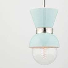 Load image into Gallery viewer, Mitzi H469805-PN/CRB 5 Light Chandelier, Polished Nickel/Ceramic Gloss Robins Egg Blue