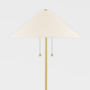 Mitzi HL692401-AGB/CBG 2 Light Floor Lamp, Aged Brass/Ceramic Textured Beige