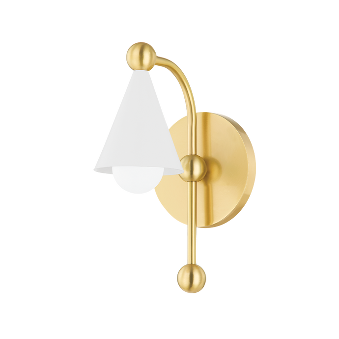 Mitzi H681101-AGB/SWH 1 Light Wall Sconce, Aged Brass/Soft White