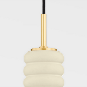 Mitzi H691701-AGB/CAI 1 Light Pendant, Aged Brass/Ceramic Antique Ivory