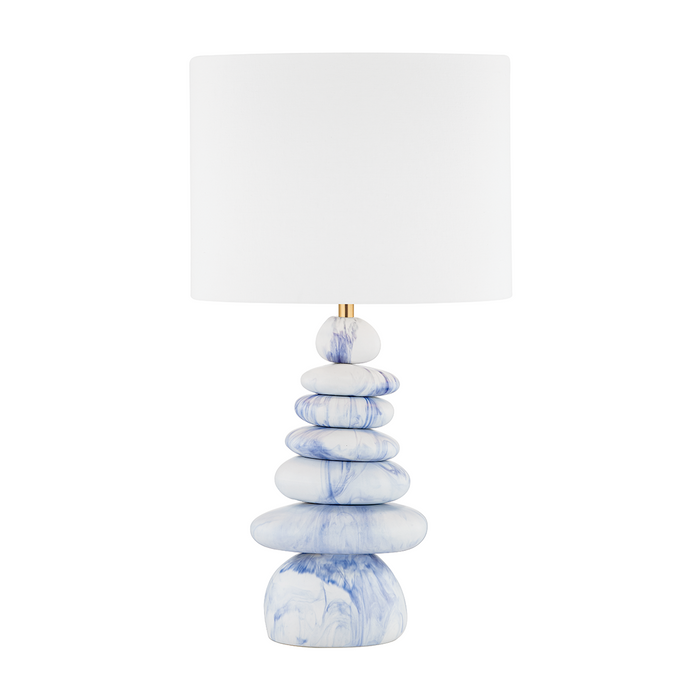 Hudson Valley L1736-AGB/CMB 1 Light Table Lamp, Aged Brass/Ceramic Marbled Blue