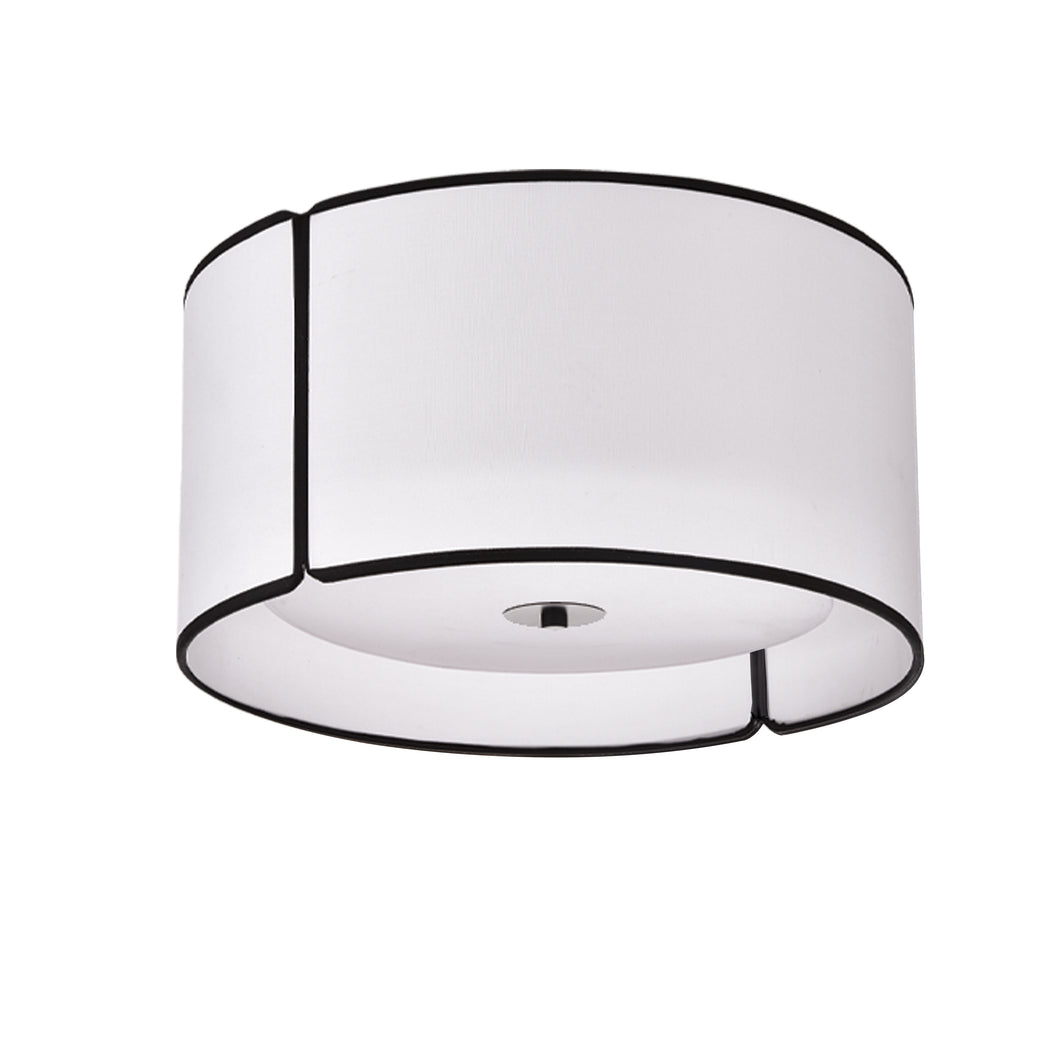 Dainolite NDR-153FH-BK-WH 3LT Notched Drum Flush Mount MB, WH Shade & Diff