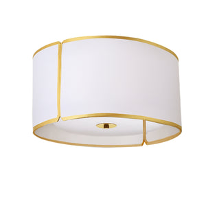 Dainolite NDR-153FH-GLD-WH 3LT Notched Drum Flush Mount GLD, WH Shade & Diff