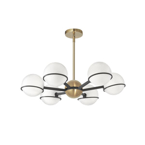 Dainolite SOF-286C-MB-AGB 6LT Halogen Chandelier, MB/AGB with WH Opal Glass