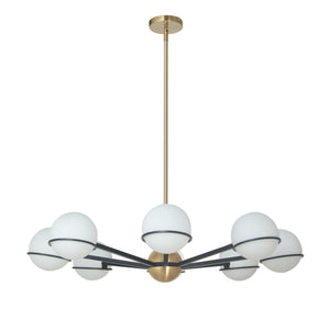 Dainolite SOF-388C-MB-AGB 8LT Halogen Chandelier, MB/AGB with WH Opal Glass