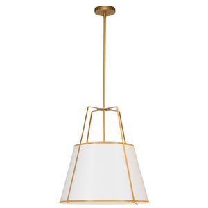 Dainolite TRA-331P-GLD-WH 3LT Trapezoid Pendant, GLD with WH Shade
