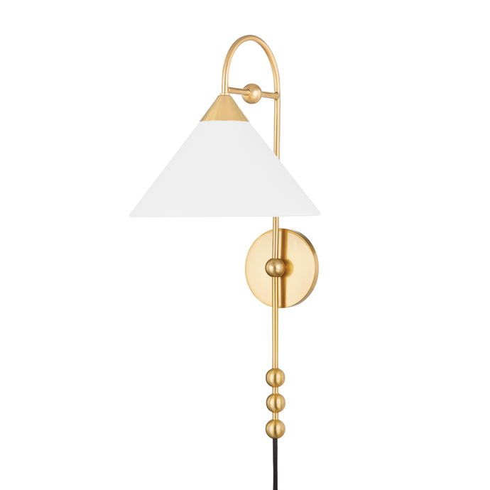 Mitzi HL682201-AGB 1 Light Portable Wall Sconce, Aged Brass