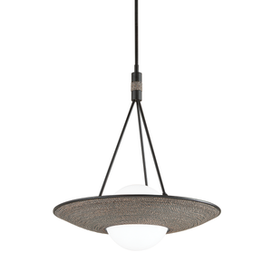 Troy F7821-S-TBK 1 Light Small Pendant, Textured Black/Grey Rope