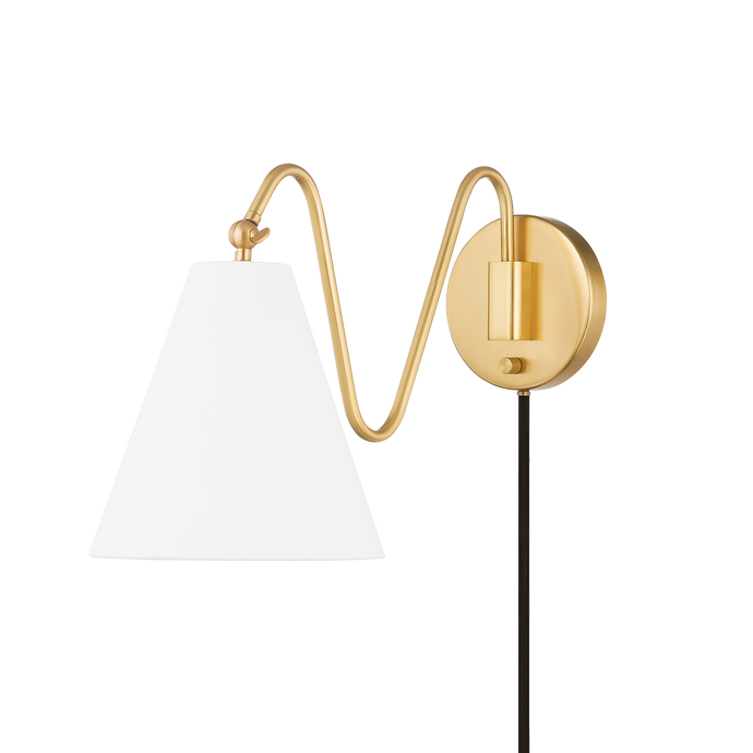 Mitzi HL699101-AGB 1 Light Portable Wall Sconce, Aged Brass