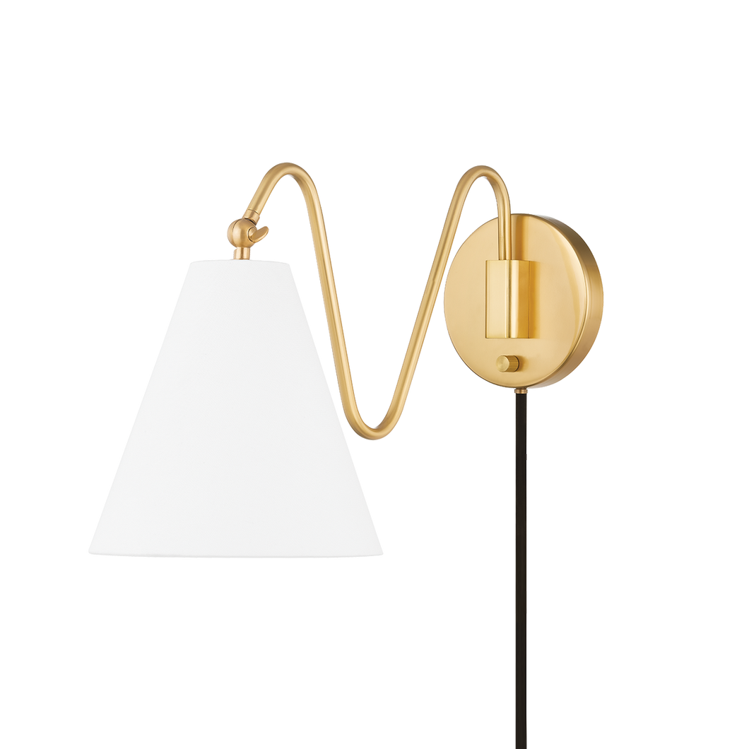 Mitzi HL699101-AGB 1 Light Portable Wall Sconce, Aged Brass