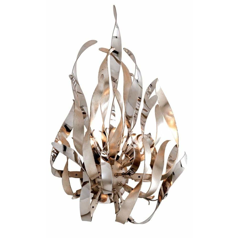 Local Lighting Corbett 154-12-Graffiti 2Lt Wall Sconce, SILVER LEAF POLISHED STAINLESS Wall Sconce