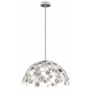 Local Lighting Corbett 187-45-Fathom 1Lt Pendant, WHITE WITH POLISHED STAINLESS Pendant