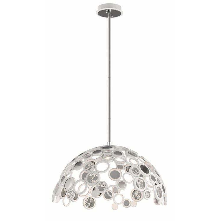 Local Lighting Corbett 187-45-Fathom 1Lt Pendant, WHITE WITH POLISHED STAINLESS Pendant