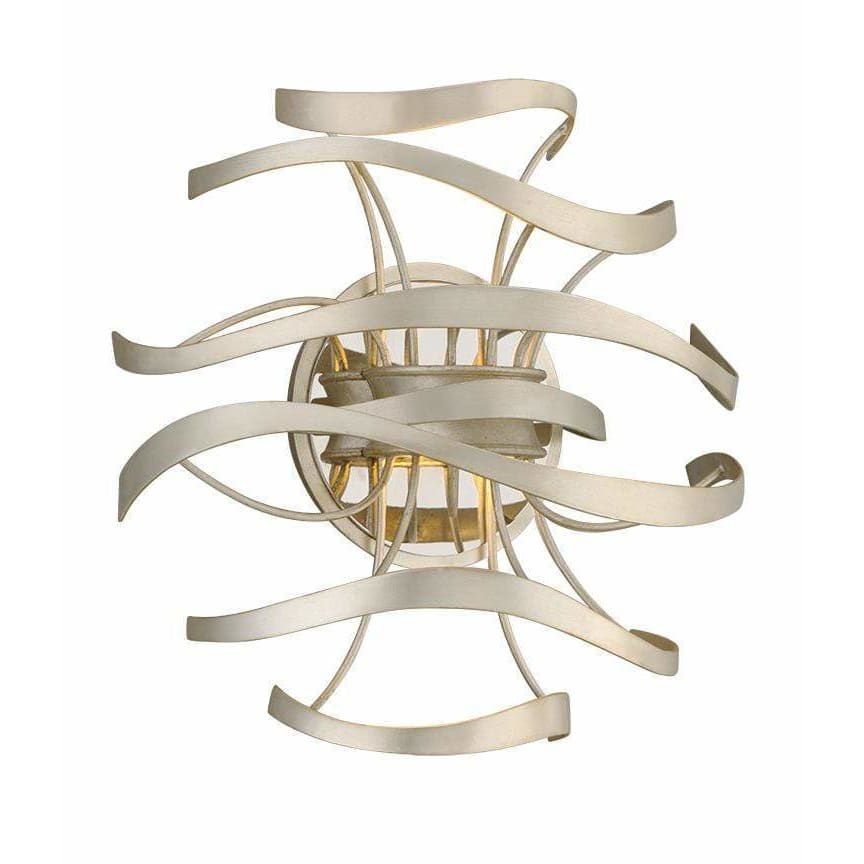 Local Lighting Corbett 213-12-Calligraphy 2Lt Wall, SILVER LEAF POLISHED STAINLESS Wall Sconce