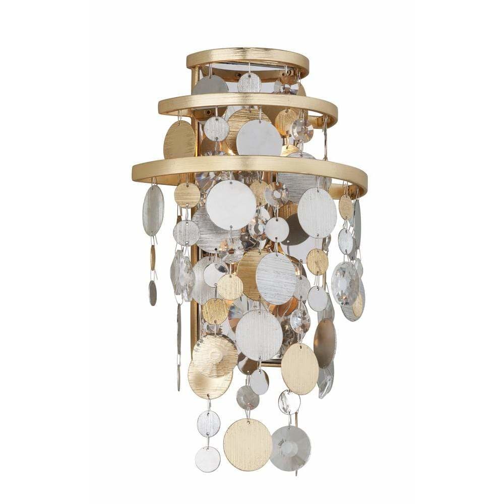 Local Lighting Corbett 215-12-Ambrosia 2Lt Wall Sconce, GOLD SILVER LEAF & STAINLESS Wall Sconce