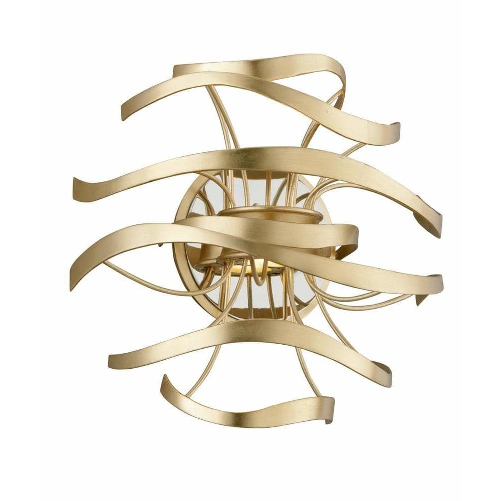 Local Lighting Corbett 216-12-Calligraphy 2Lt Wall Sconce, GOLD LEAF W POLISHED STAINLESS Wall Sconce
