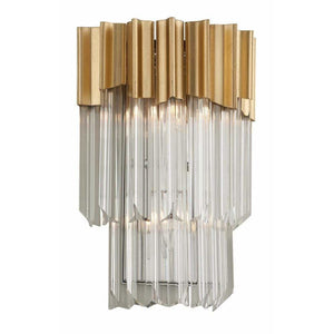 Local Lighting Corbett 220-12-Charisma 2Lt Wall Sconce, GOLD LEAF W POLISHED STAINLESS Wall Sconce