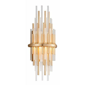 Local Lighting Corbett 238-11-Theory 1Lt Wall Sconce Short, GOLD LEAF W POLISHED STAINLESS Wall Sconce