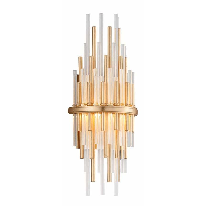 Local Lighting Corbett 238-11-Theory 1Lt Wall Sconce Short, GOLD LEAF W POLISHED STAINLESS Wall Sconce