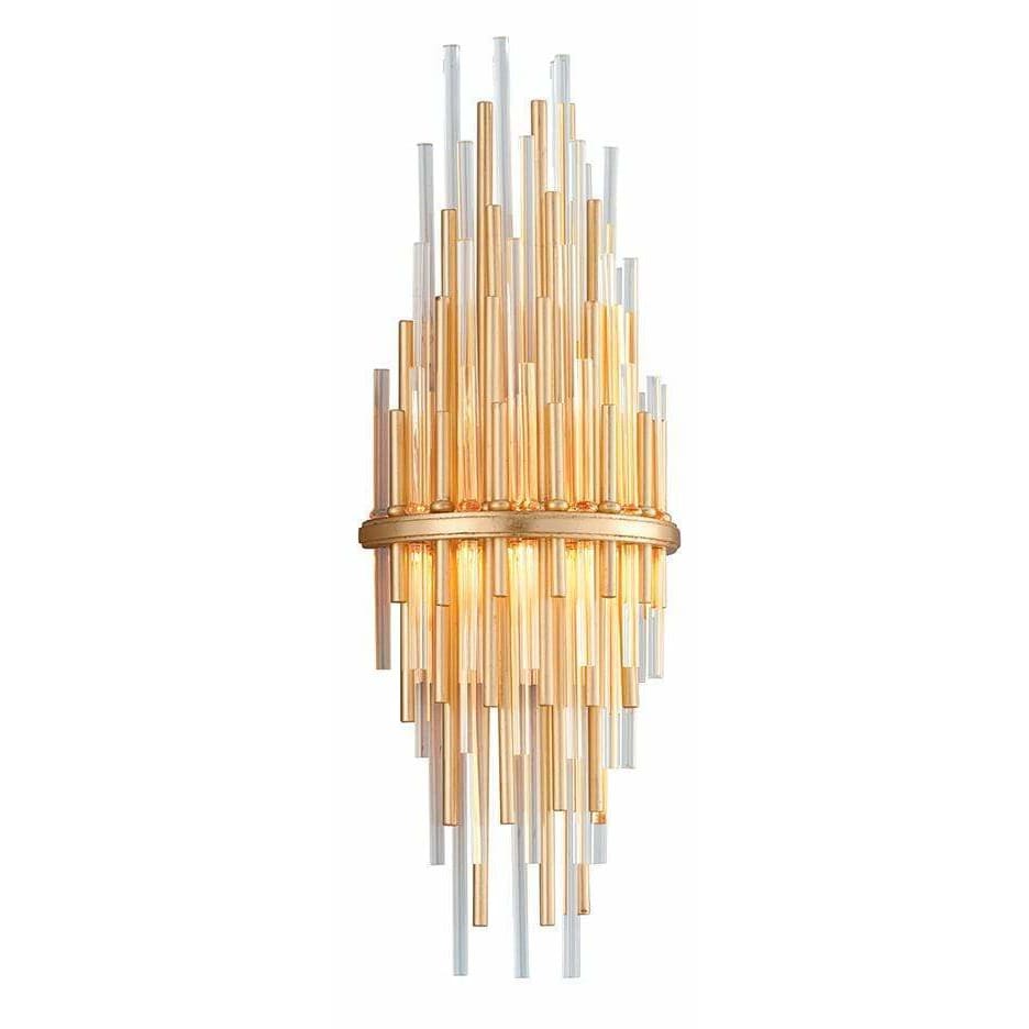 Local Lighting Corbett 238-12-Theory 1Lt Wall Sconce Tall, GOLD LEAF W POLISHED STAINLESS Wall Sconce