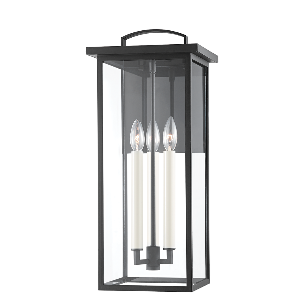 Troy B7523-TBK 3 Light Large Exterior Wall Sconce, Aluminum And Stainless Steel