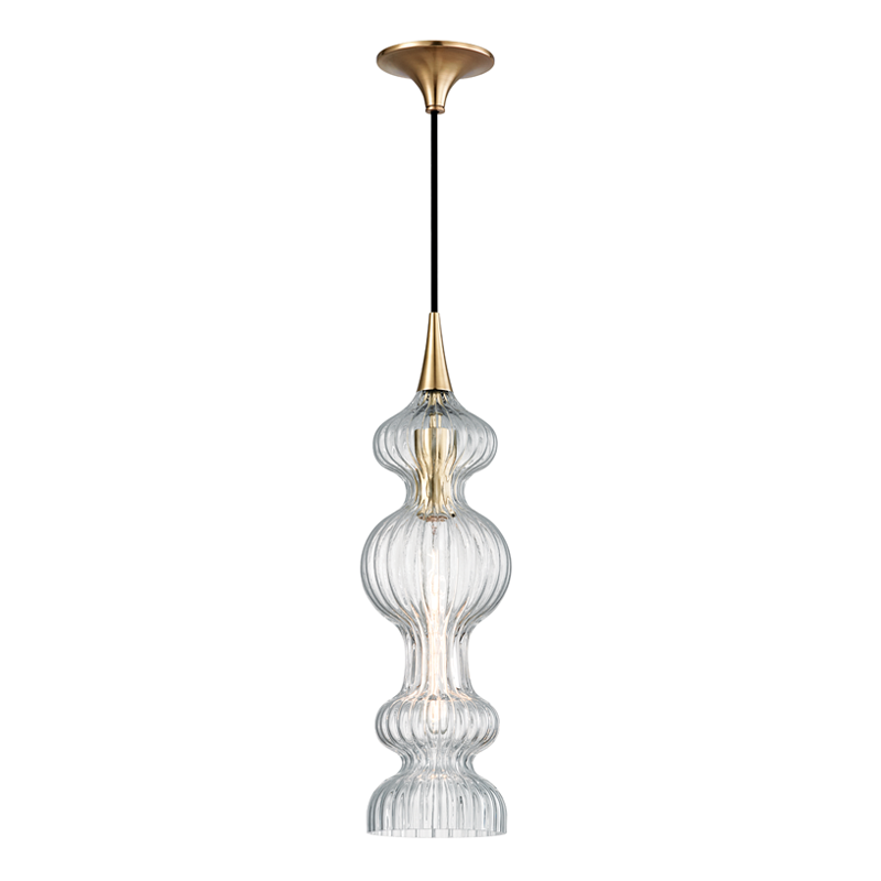 Local Lighting Hudson Valley 1600-AGB Cl 1 Light Pendant With Clear Glass, AGB PENDANT