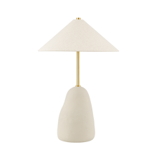 Load image into Gallery viewer, Mitzi HL692201-AGB/CBG 2 Light Table Lamp, Aged Brass/Ceramic Textured Beige