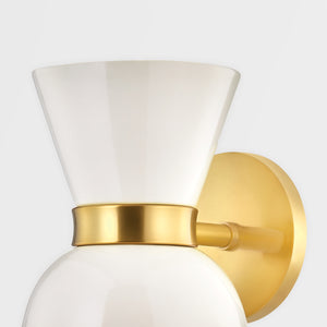 Mitzi H469805-AGB/CCR 5 Light Chandelier, Aged Brass/Ceramic Gloss Cream