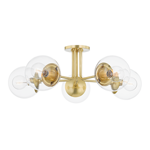Mitzi H503605-AGB 5 Light Semi Flush, Aged Brass