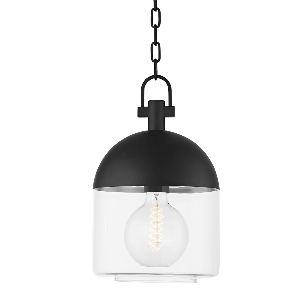 Troy F4510-TBK 1 Light Large Exterior Pendant, Aluminum And Stainless Steel