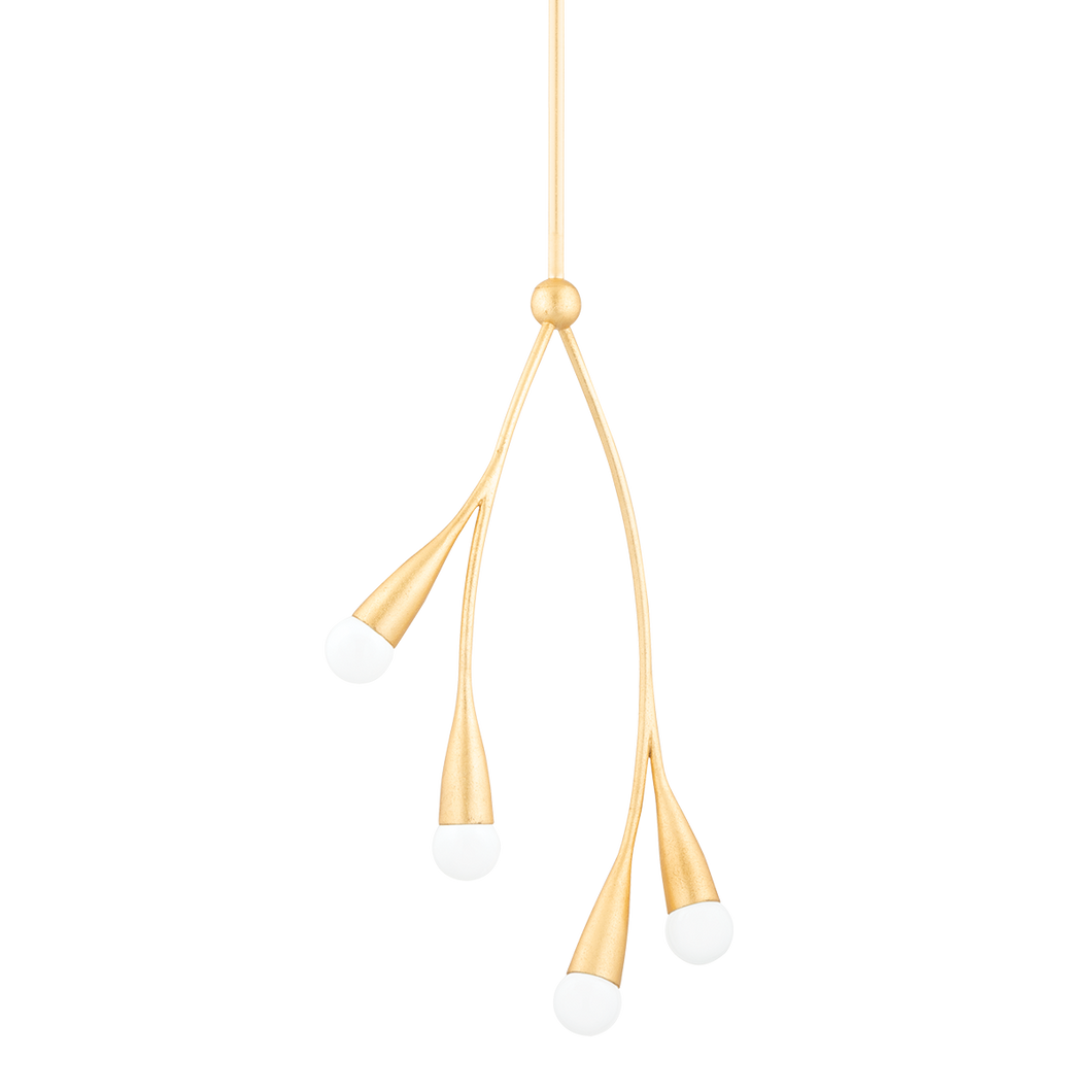 Mitzi H689704-GL 4 Light Pendant, Gold Leaf